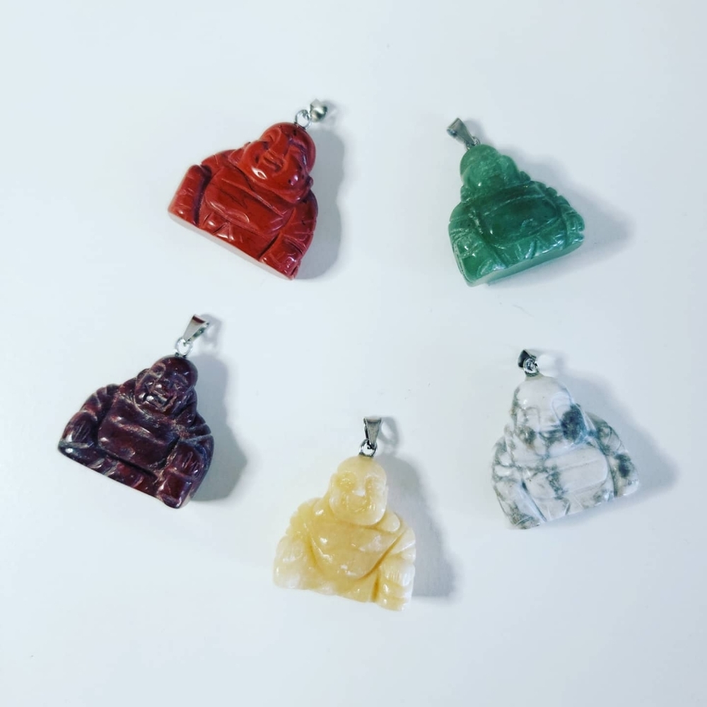 Beautiful Buddha carving Pendant/ Natural Crystals